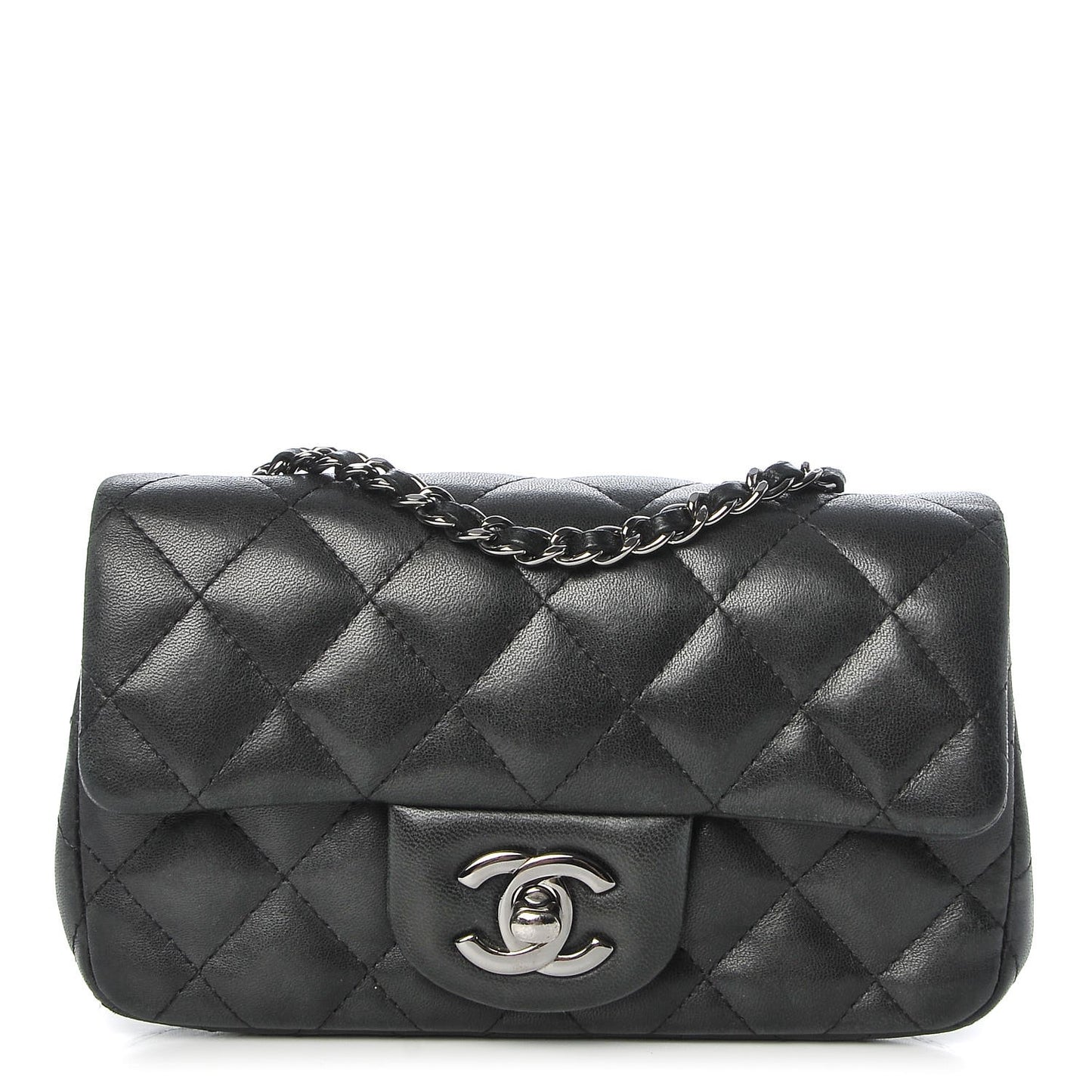 Lambskin Quilted Extra Mini Flap Black
