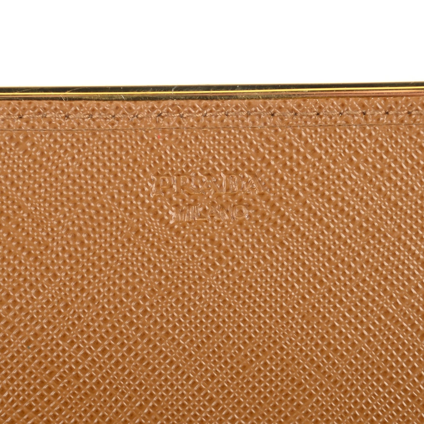 Saffiano Metal Bar Flap Wallet Caramel