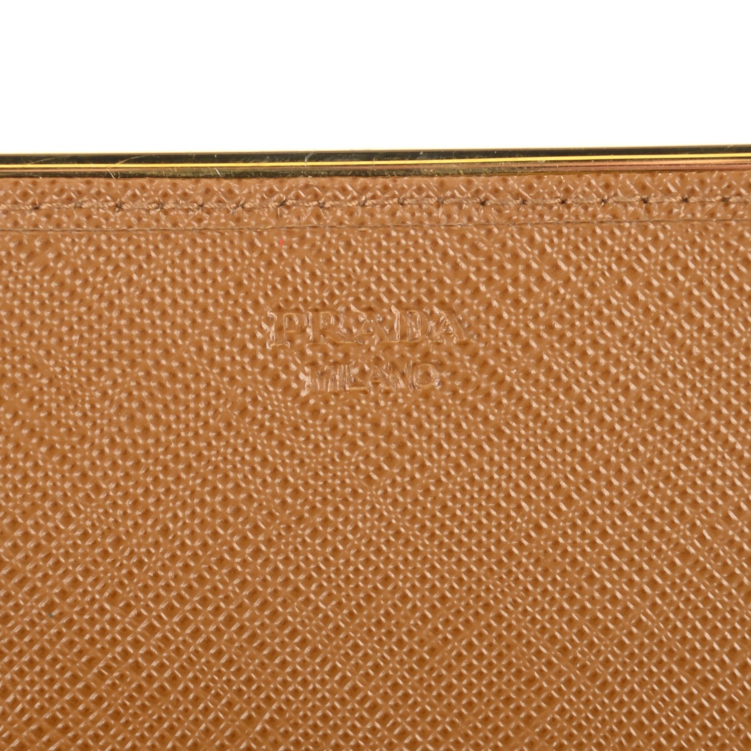 Prada Saffiano Metal Bar Flap Wallet Caramel 8 of 10