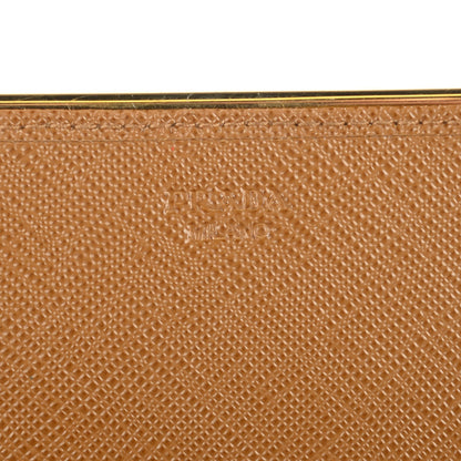 Prada Saffiano Metal Bar Flap Wallet Caramel 8 of 10