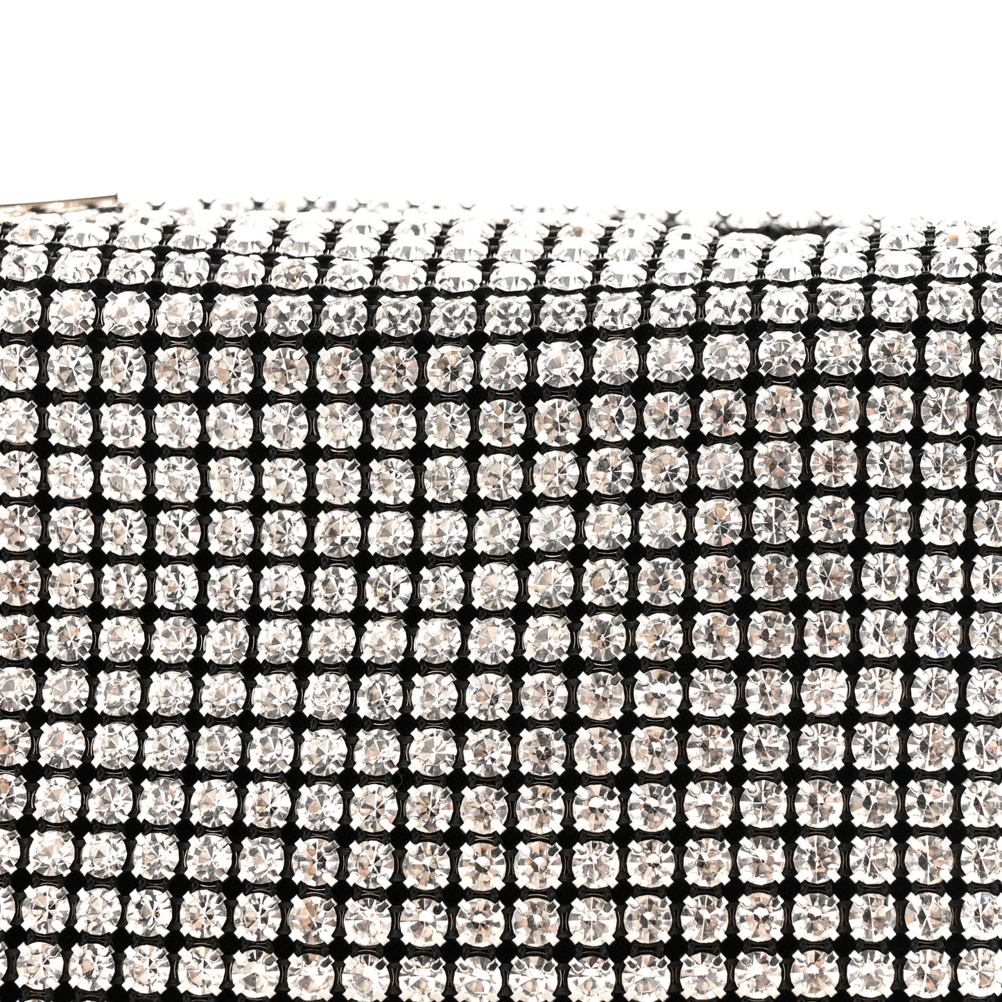 Mesh Crystal Rhinestone Mini Heiress Pouch Black Silver
