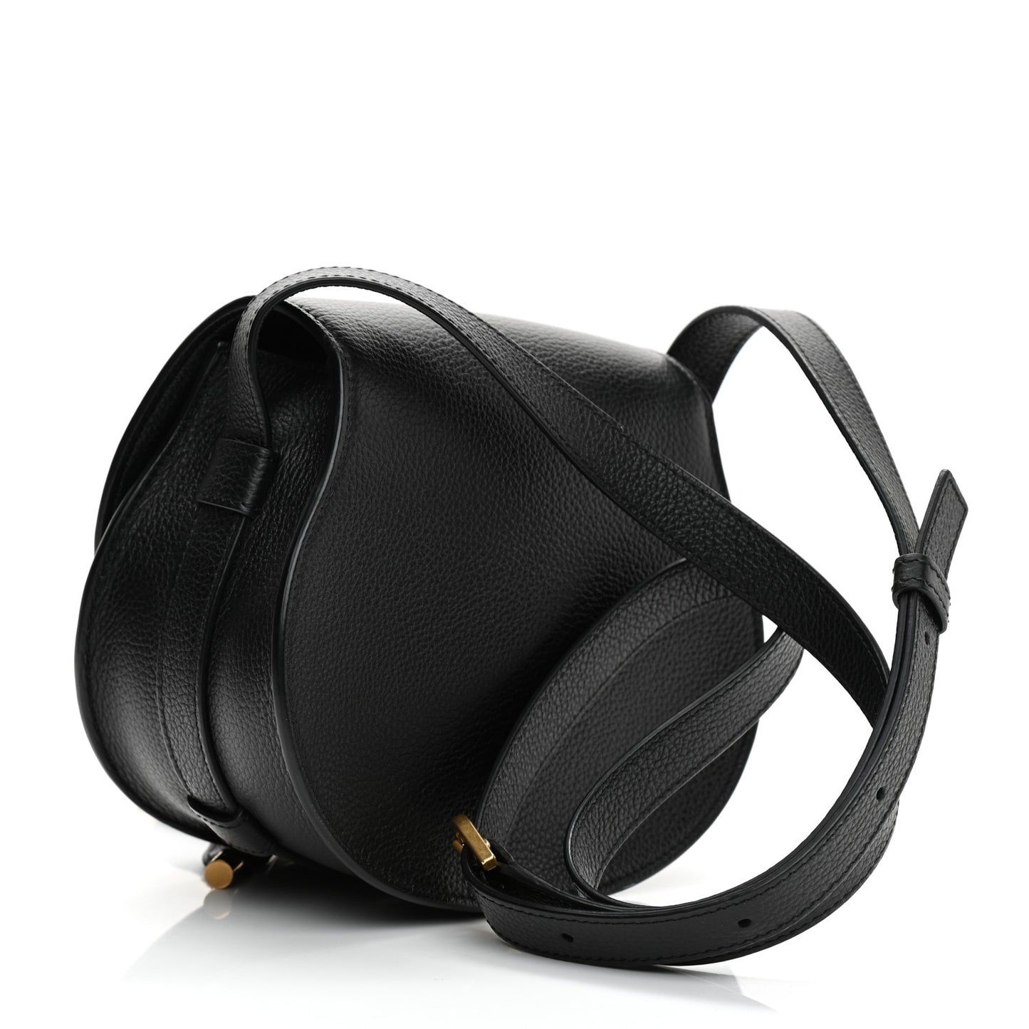 Calfskin Mini Marcie Round Crossbody Bag Black