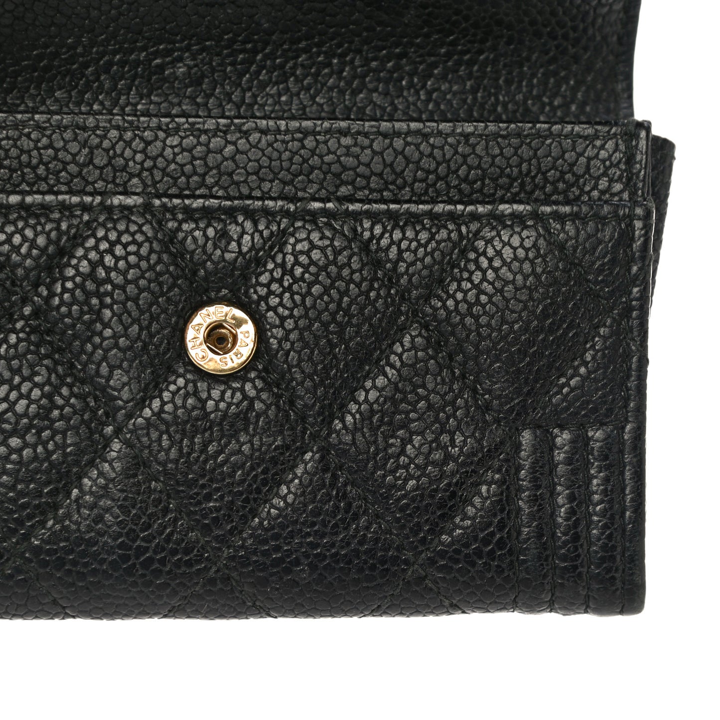 Caviar Quilted Boy Flap Card Holder Black
