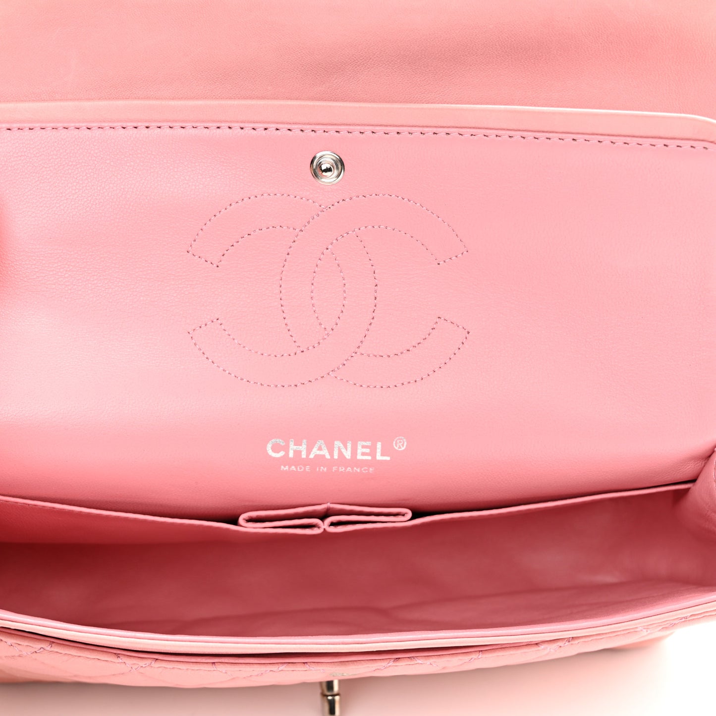 Lambskin Quilted Medium Double Flap Light Pink