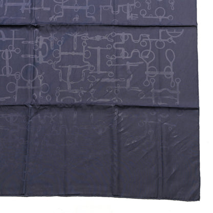 Hermes Silk Cotton Collection Equestre Scarf 100 Navy 4 of 5