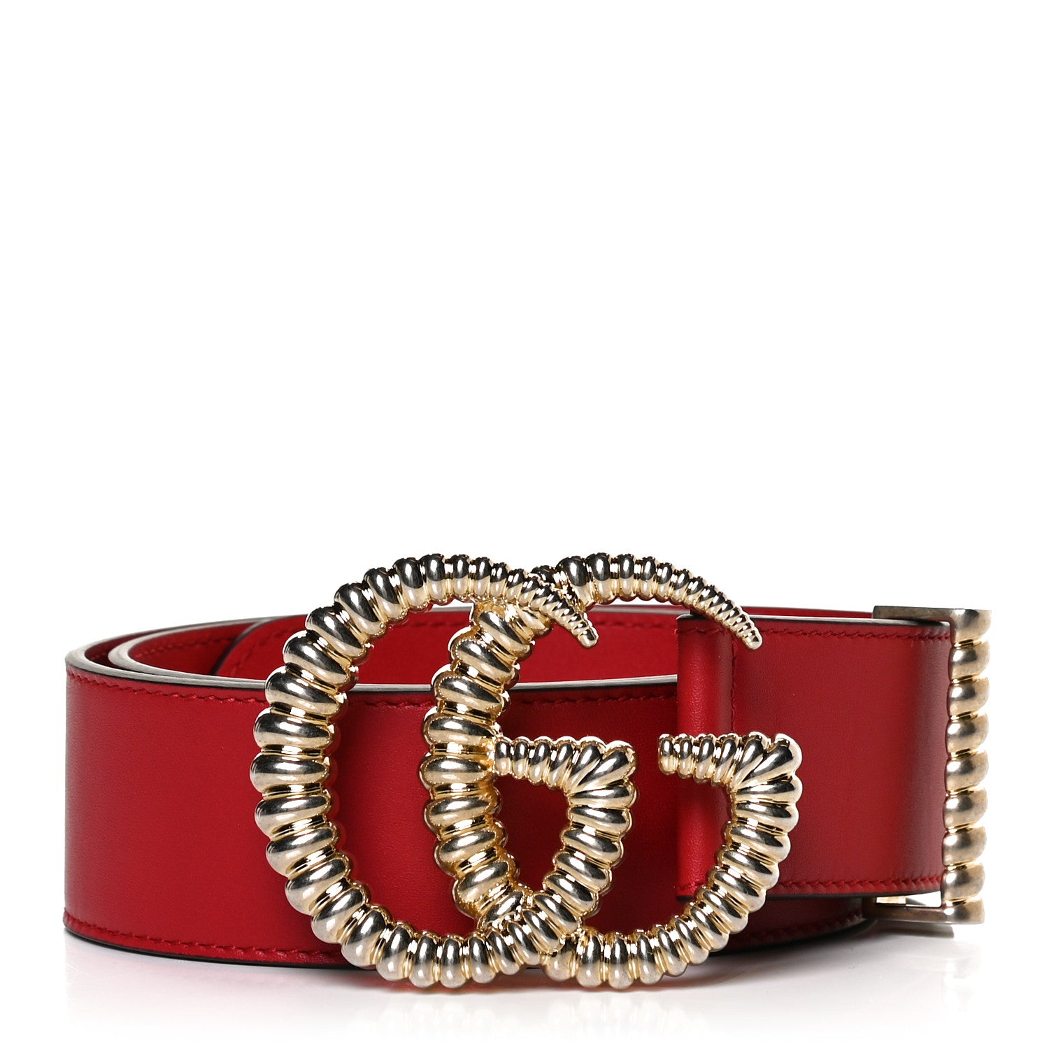 Gucci Moon Calfskin Torchon Double G 40mm Belt 80 32 Hibiscus Red 1 of 4