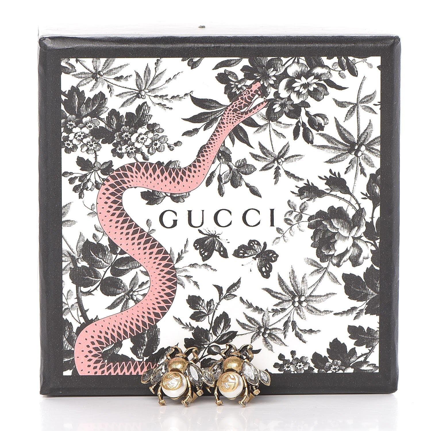 Gucci Crystal Pearl Bee Earrings Gold 5 of 5