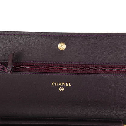 Chanel Lambskin Quilted Boy Wallet On Chain WOC Dark Purple 6 of 8
