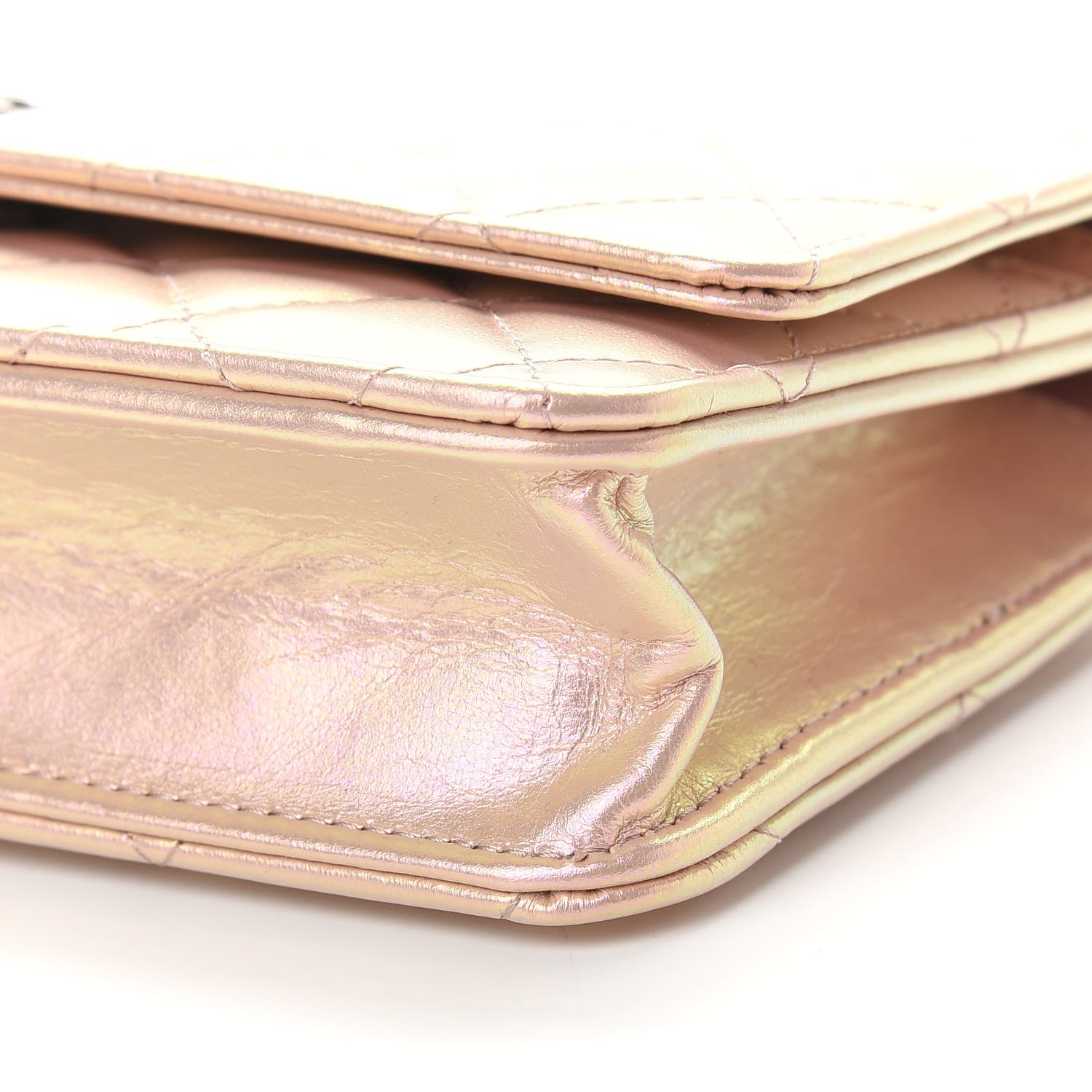 Chanel Iridescent Calfskin Quilted Wallet On Chain WOC Pink 9 of 9