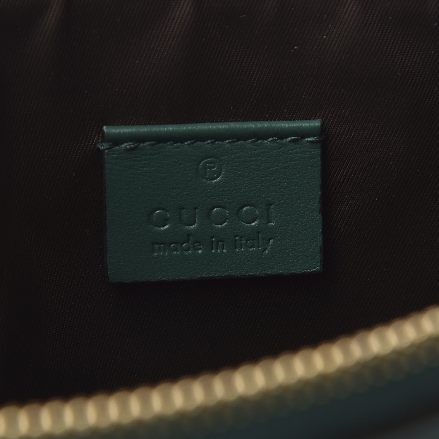 Gucci Calfskin Embroidered Large L'Aveugle Par Amour Zip Pouch Green 6 of 8