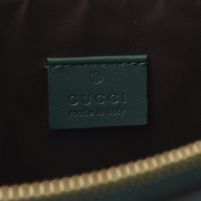 Gucci Calfskin Embroidered Large L'Aveugle Par Amour Zip Pouch Green 6 of 8