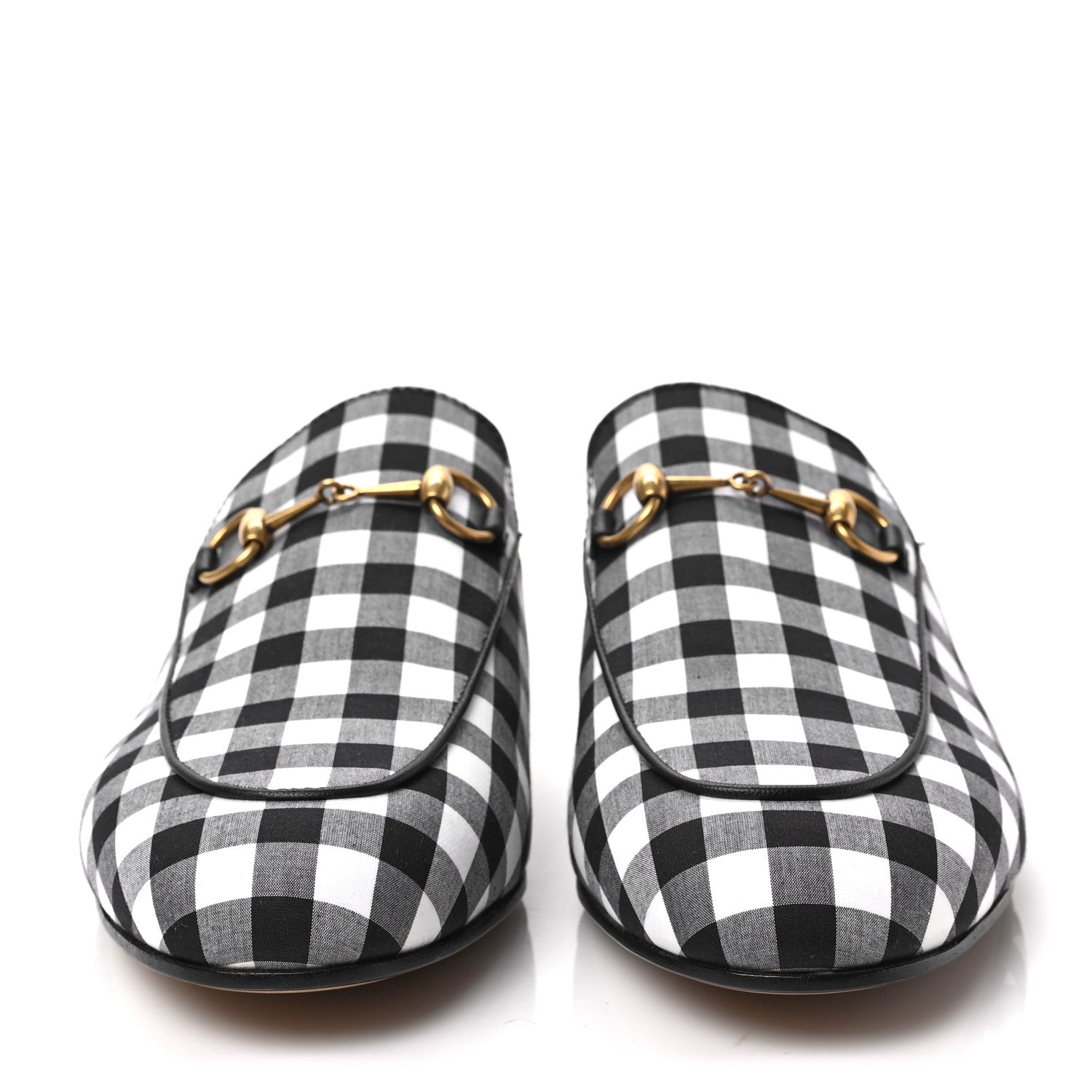 Gucci Cotton Gingham Womens Princetown Slippers 38.5 White Black 2 of 8