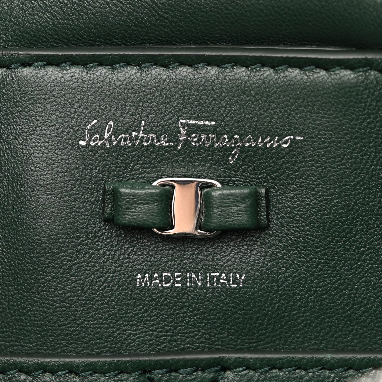 Salvatore Ferragamo Suede Calfskin Small Viva Bow Shoulder Bag Green 8 of 12