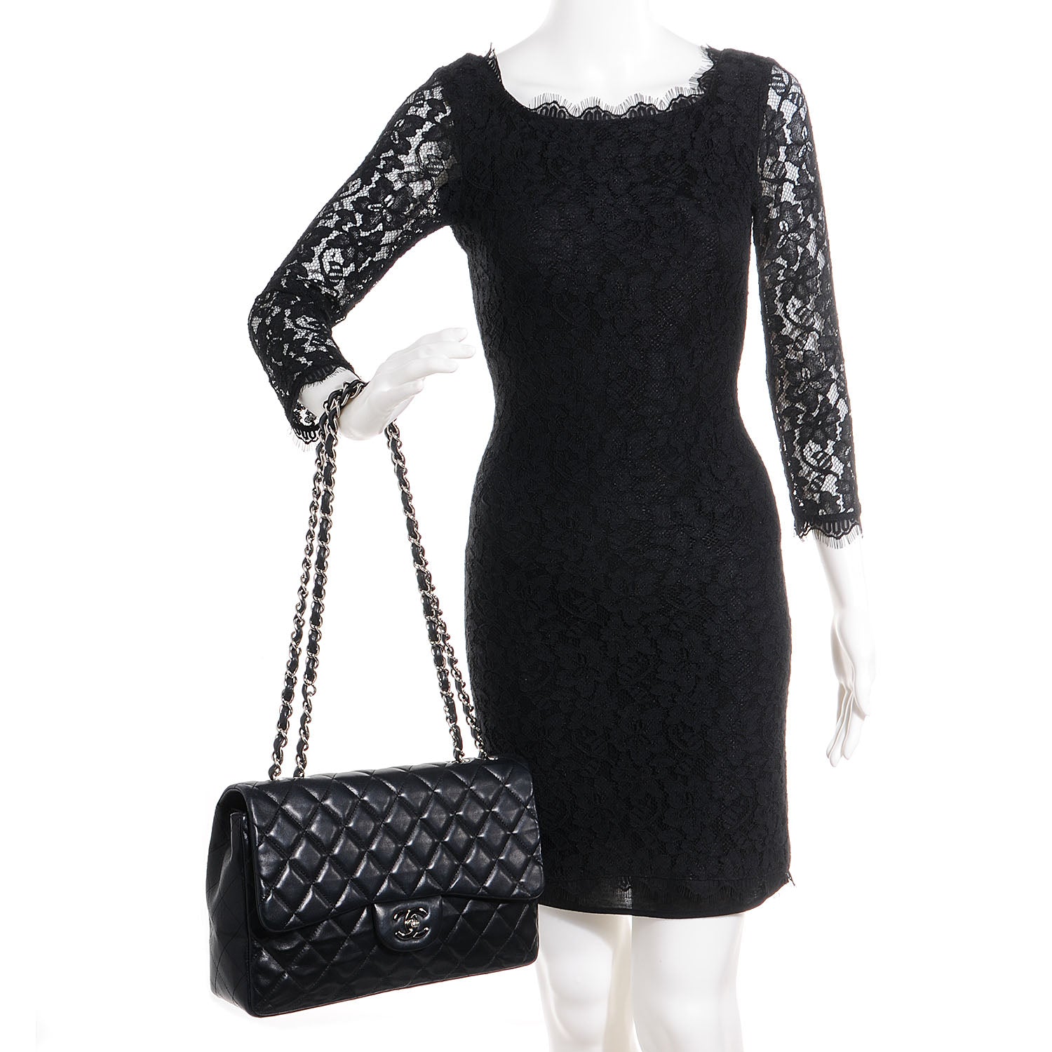 Chanel Lambskin Quilted Jumbo Single Flap Black 2 of 8