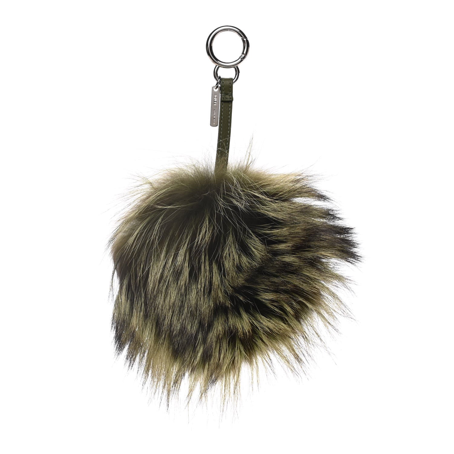 Fendi Fox Mink Rabbit Fur Vitello Flamingo Kooky Monster Bag Bug Charm Verde Multicolor Olive 2 of 4