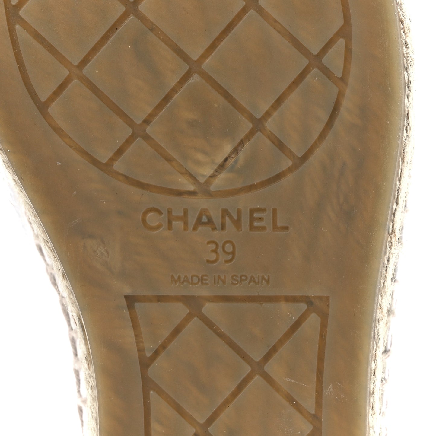 Grained Calfskin CC Espadrilles 39 White Black
