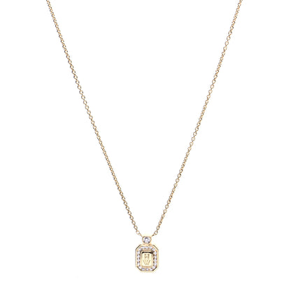 Harry Winston 18K Yellow Gold Diamond HW Logo Pendant Necklace 1 of 8