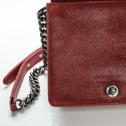 Chanel Iridescent Calfskin Quilted Small Gentle Square Boy Flap Red 10 of 12