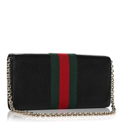 Gucci Calfskin Web Horsebit Chain Clutch Wallet Black 3 of 11
