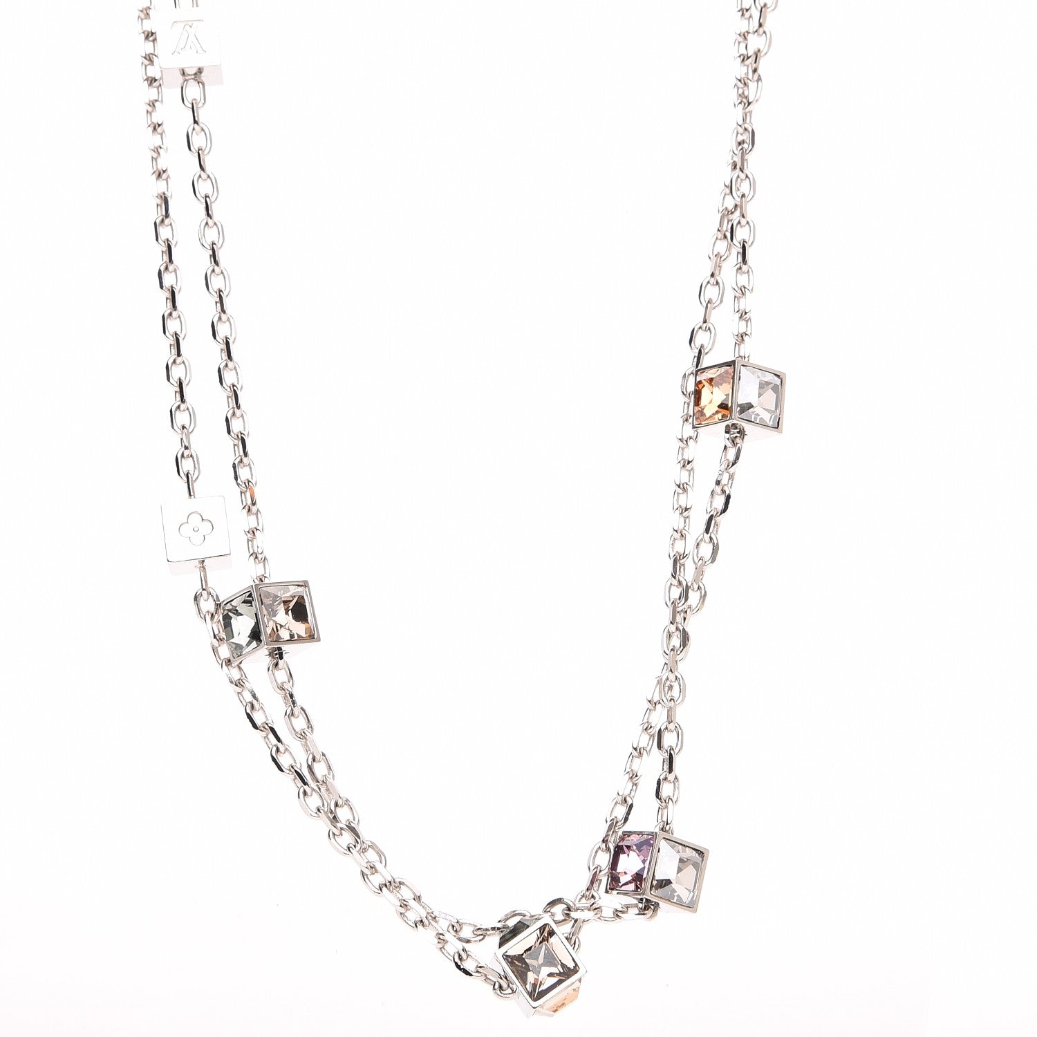 Louis Vuitton Swarovski Gamble Long Necklace Silver 3 of 6
