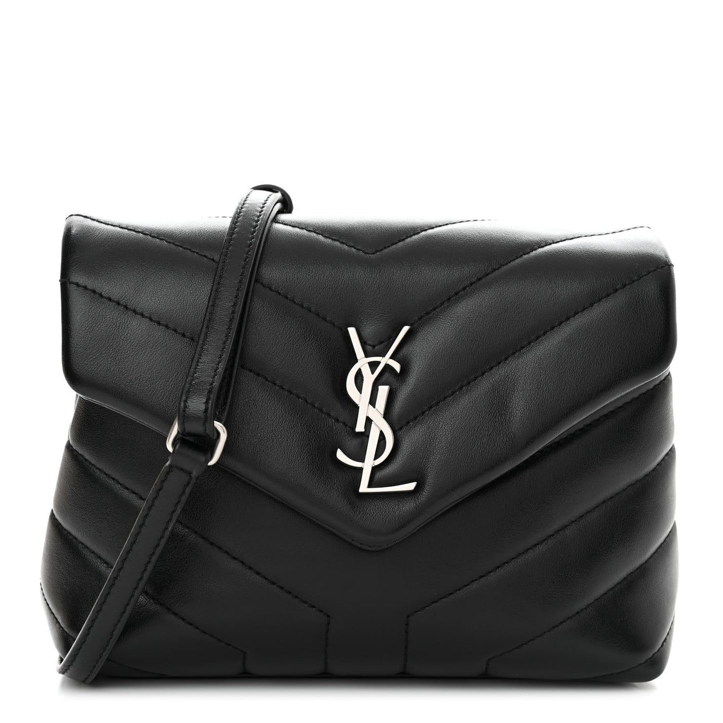 Calfskin Y Quilted Monogram Toy Loulou Crossbody Bag Black