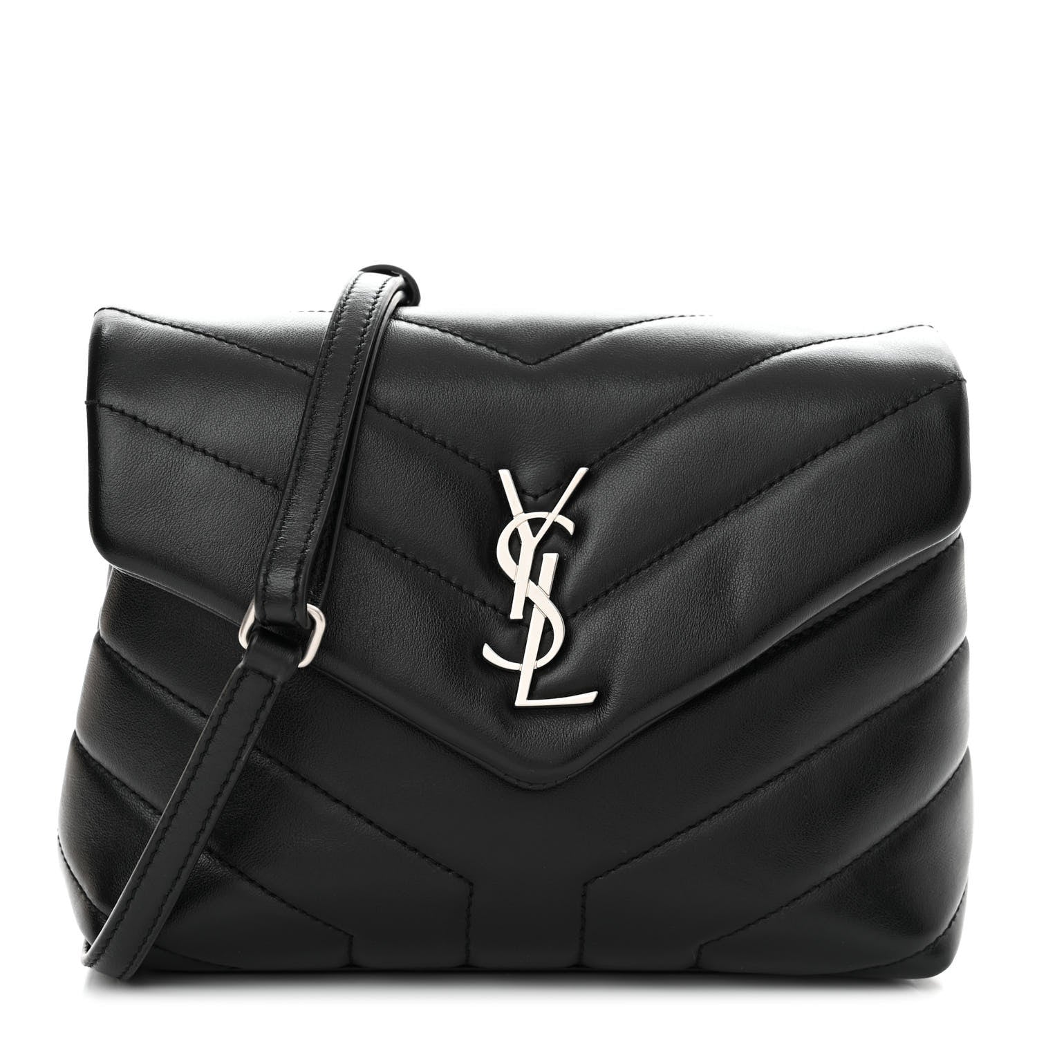 Saint Laurent Calfskin Y Quilted Monogram Toy Loulou Crossbody Bag Black 1 of 11