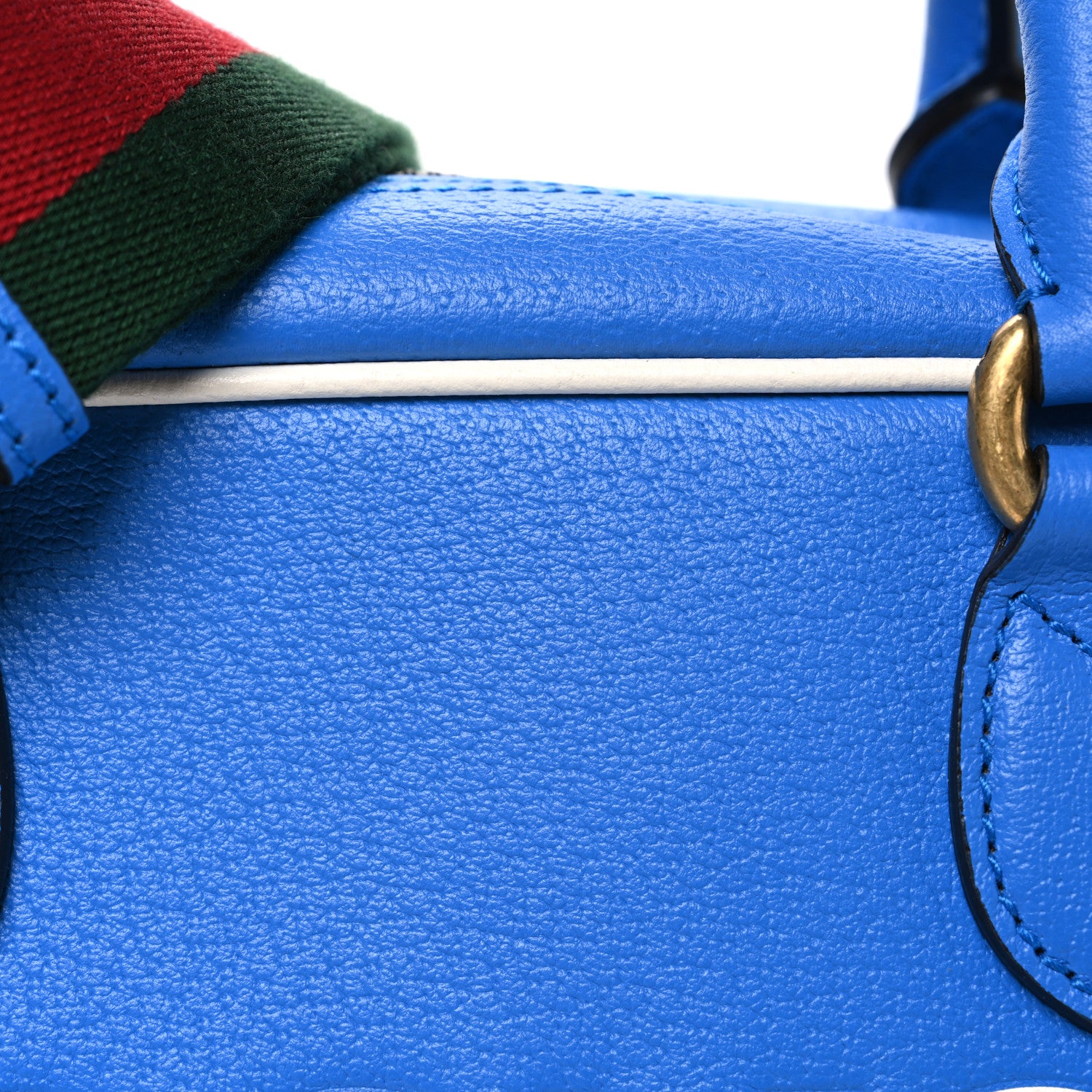 Gucci X ADIDAS Textured Dollar Calfskin Web Trefoil Logo Embossed Mini Bowling Bag Blue 8 of 10