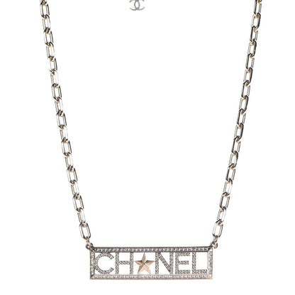 Chanel Crystal Chain Short Logo Necklace Gold 1 of 6