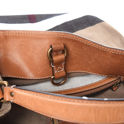 Burberry Canvas Mega Check Medium Ashby Hobo Saddle Brown 8 of 12