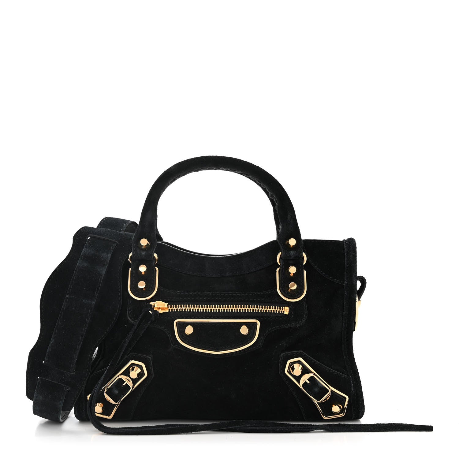Balenciaga Baby Daim Suede Gold Metallic Edge Hardware Mini City Black 1 of 11