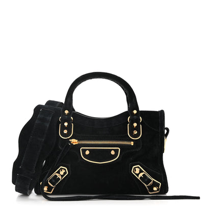 Balenciaga Baby Daim Suede Gold Metallic Edge Hardware Mini City Black 1 of 11