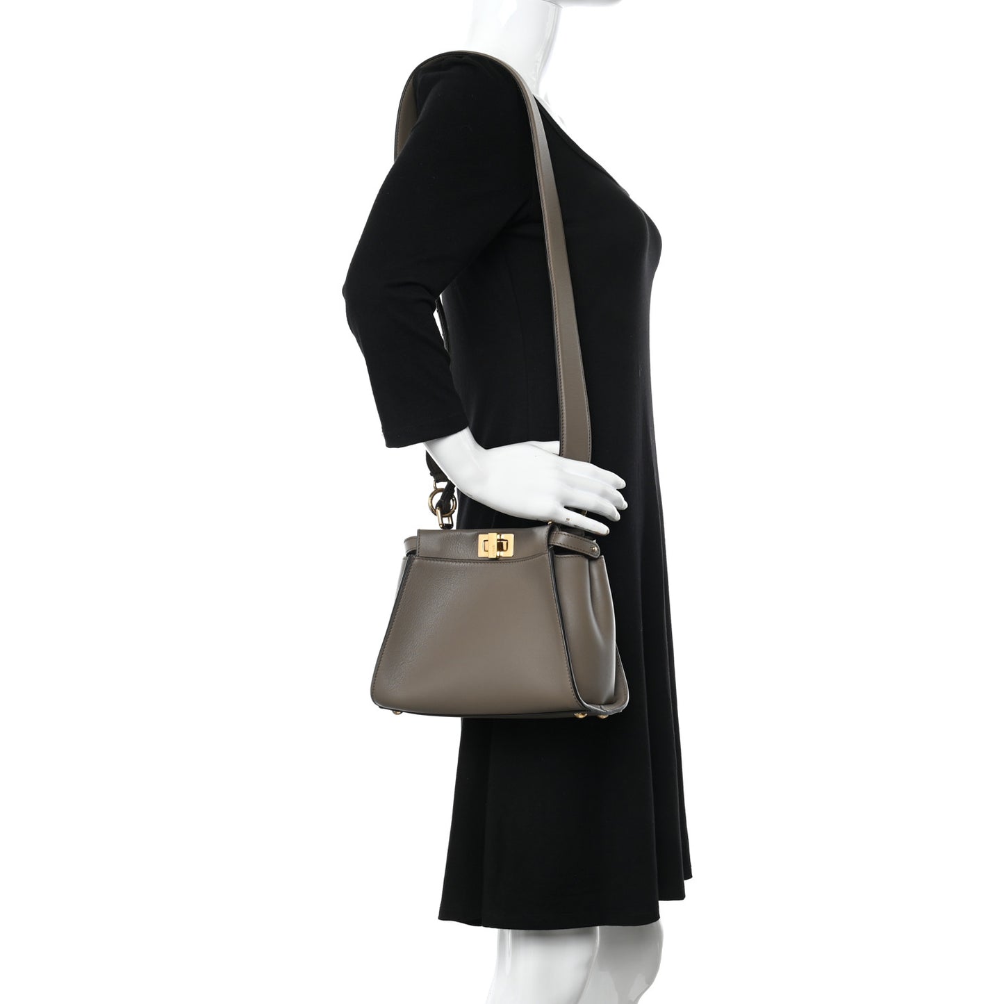 Vitello Seta Canvas FF Embroidered Mini Peekaboo Iconic Satchel Tartufo