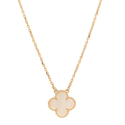 Van Cleef & Arpels 18K Yellow Gold Mother of Pearl Vintage Alhambra Pendant Necklace 1 of 7