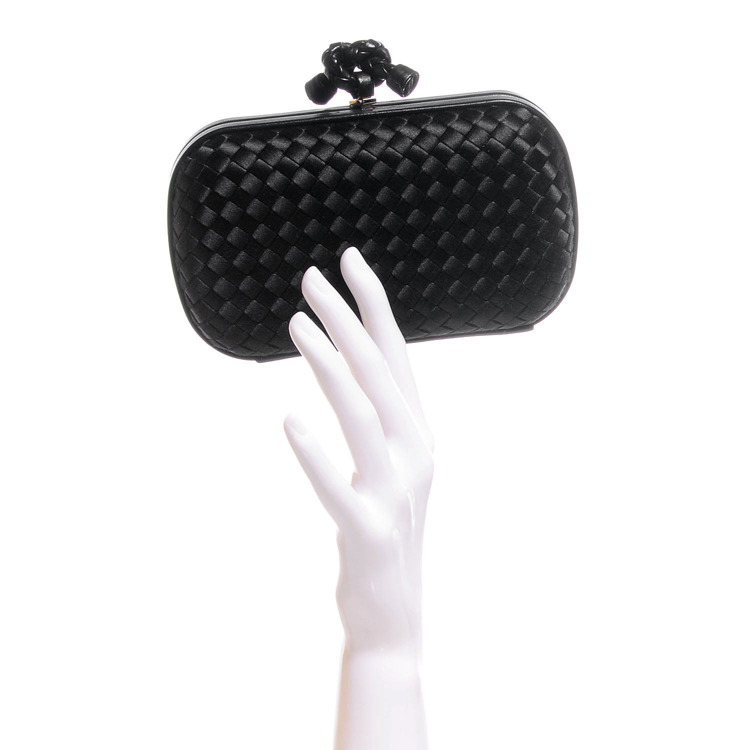 Bottega Veneta Satin Knot Clutch Nero Black 2 of 7