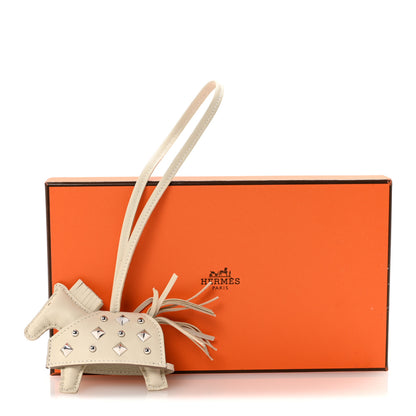 Hermes Milo Lambskin Studded Grigri Rodeo Robeo Rock Horse Bag Charm PM Craie 4 of 4