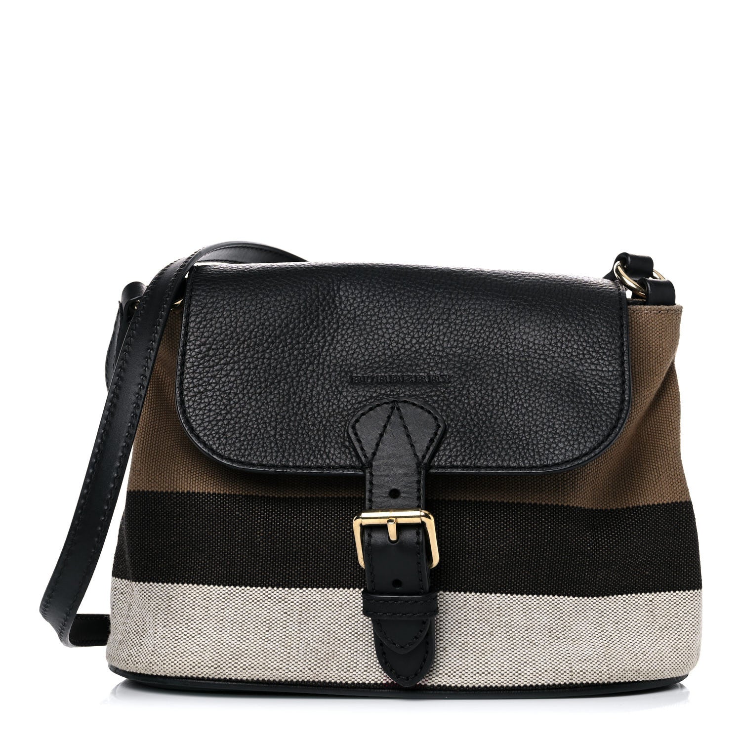Burberry Mega Check Grainy Calfskin Small Gowan Messenger Bag Black 1 of 14