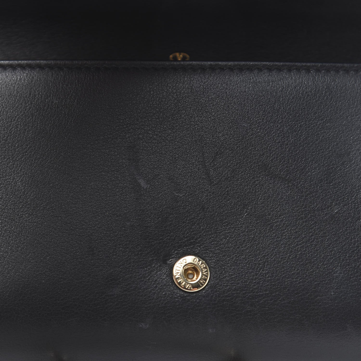 Valentino Garavani Vitello Rockstud Flap Wallet on Chain Black 9 of 10