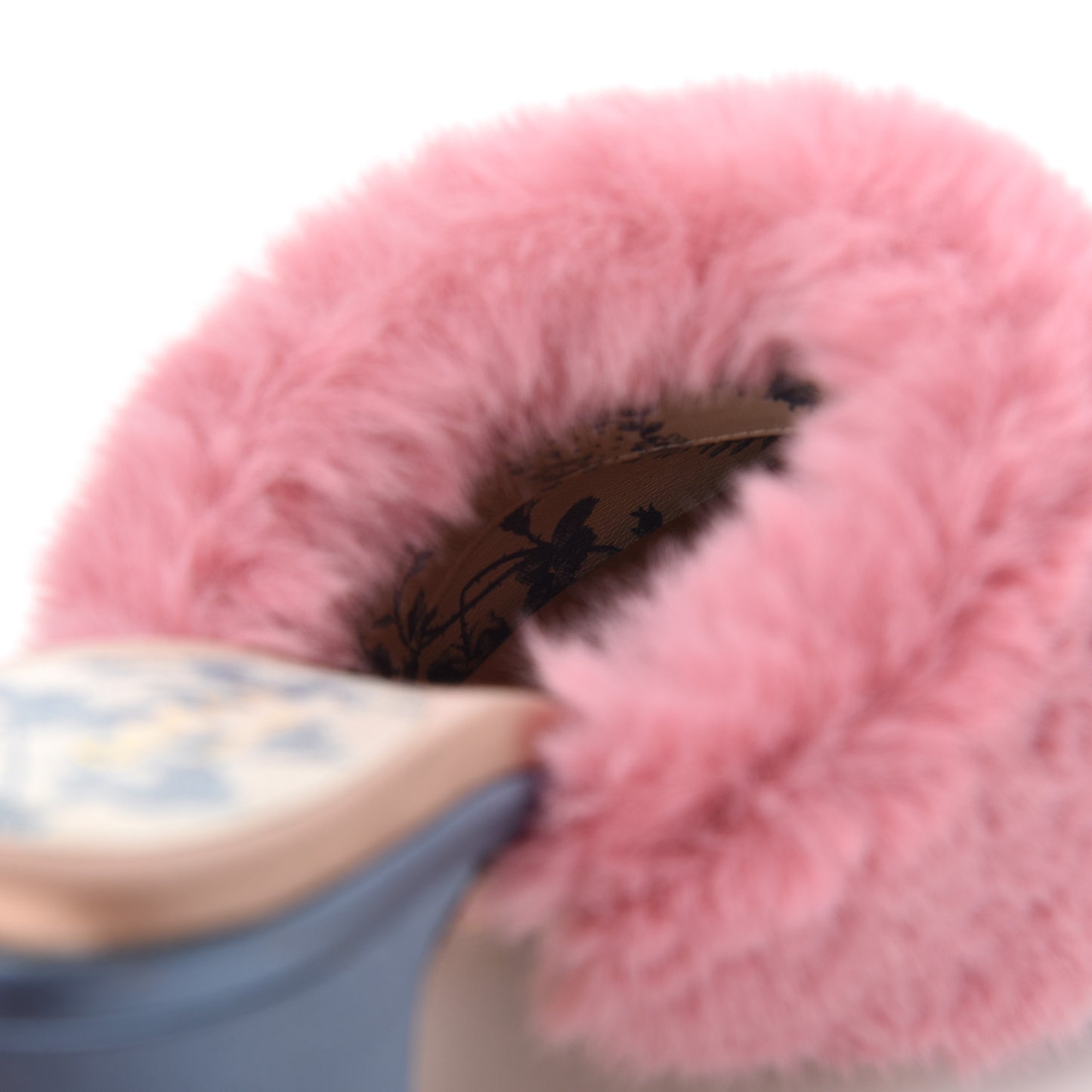 Faux Fur Silk Satin Crystal Candy Mules 38 Rosa Carta Zucchero