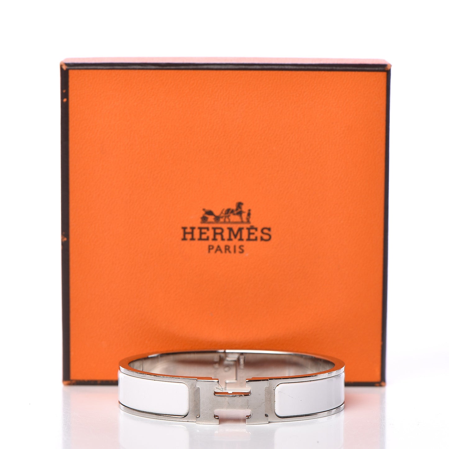 Enamel Narrow Clic Clac H Bracelet PM White