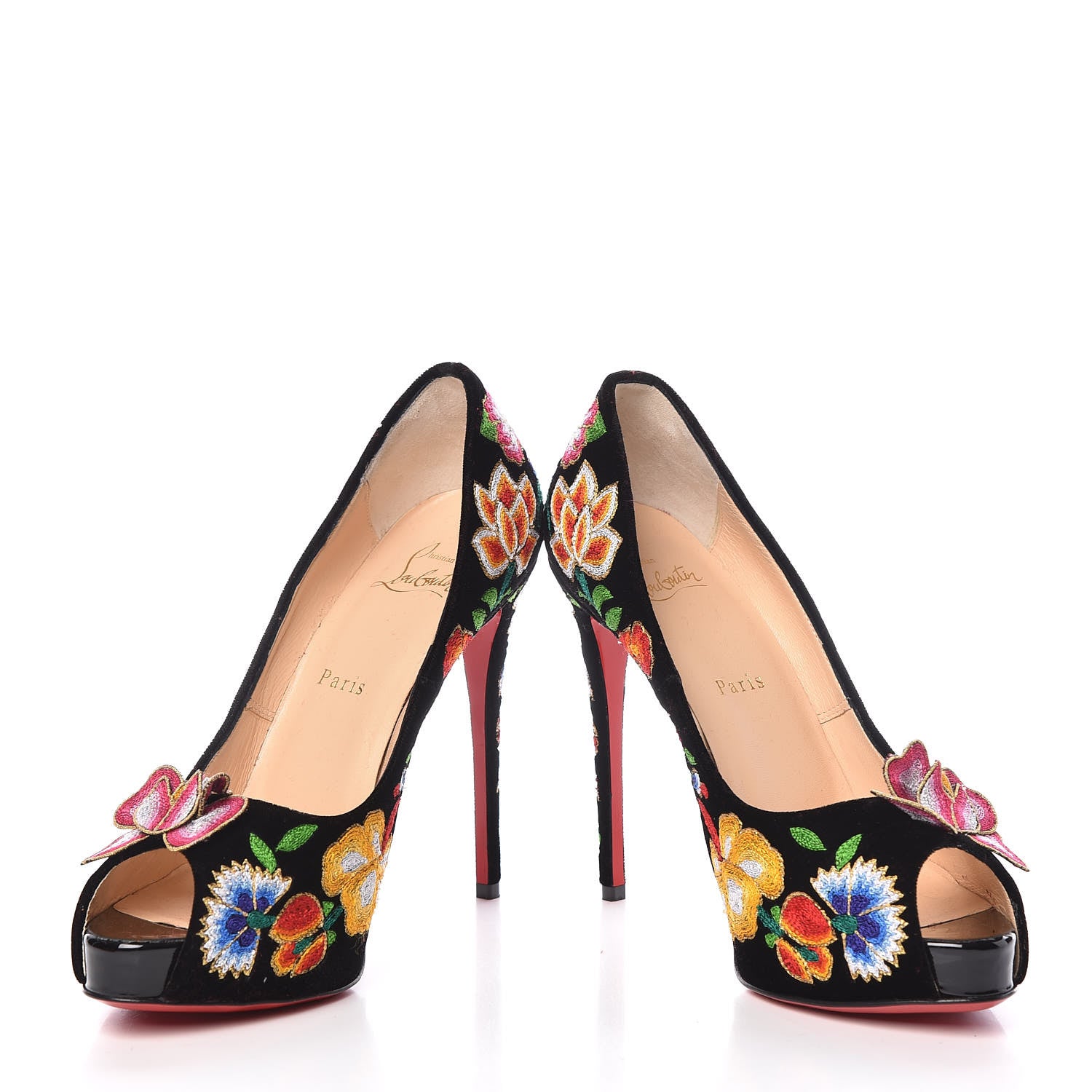 Christian Louboutin Suede Embroidered Folklo 120 Pumps 39 Multi 12 of 12