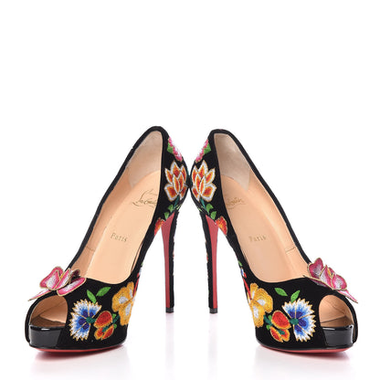 Christian Louboutin Suede Embroidered Folklo 120 Pumps 39 Multi 12 of 12