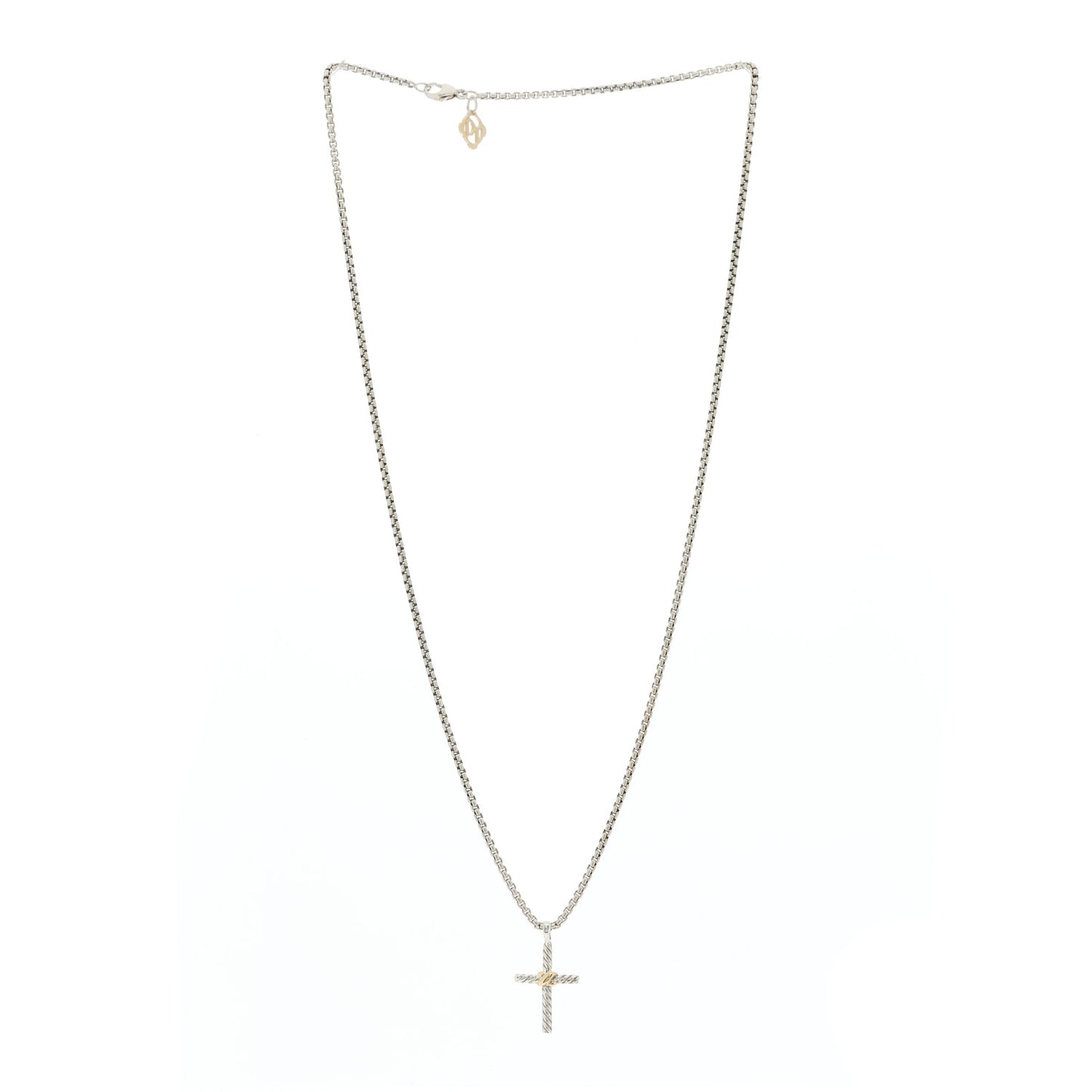 Sterling Silver 14K Yellow Gold Petite X Cross Pendant Necklace