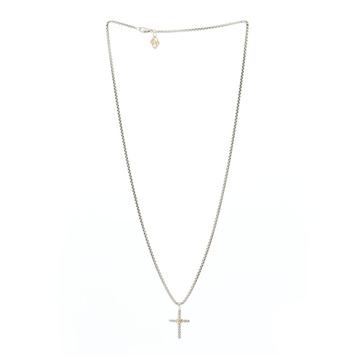 David Yurman Sterling Silver 14K Yellow Gold Petite X Cross Pendant Necklace 2 of 6