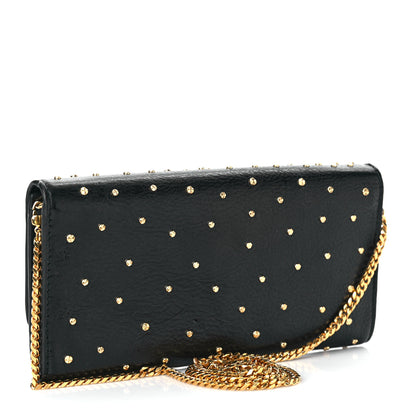 Alexander McQueen Calfskin Studded Skull Wallet on Chain Black 3 of 9