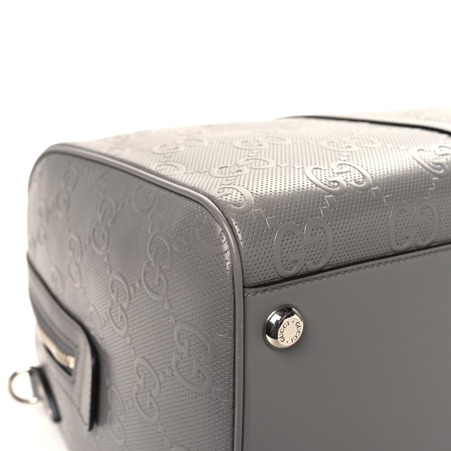 Calfskin GG Tennis Embossed Duffle Bag Grey