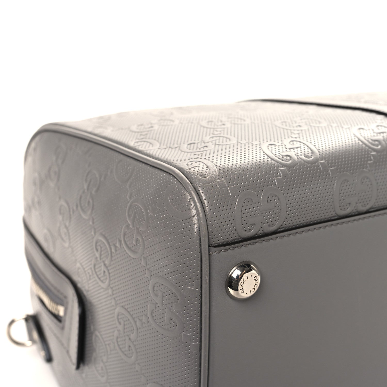 Gucci Calfskin GG Tennis Embossed Duffle Bag Grey 10 of 12