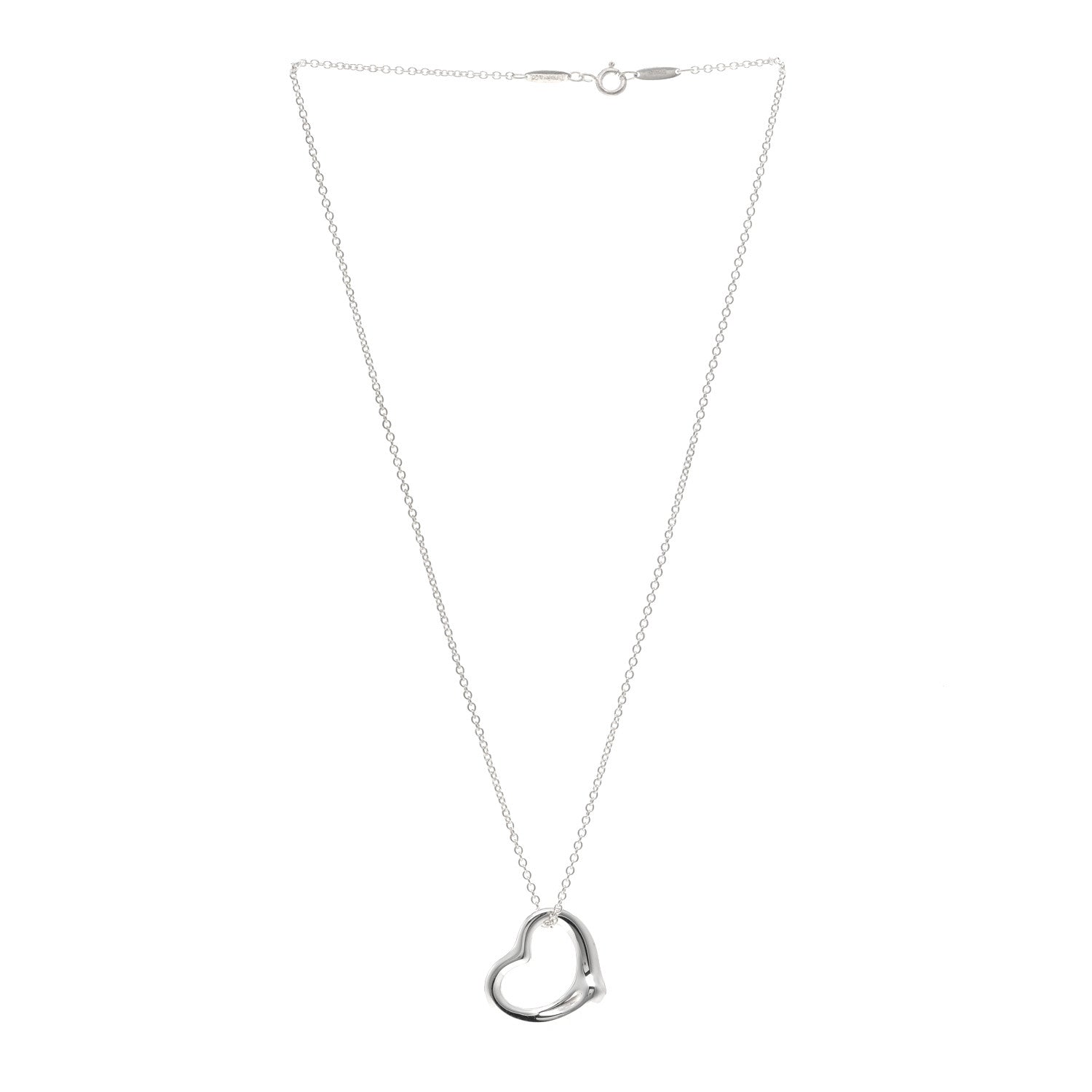 Tiffany Sterling Silver 22mm Elsa Peretti Open Heart Pendant Necklace 3 of 4