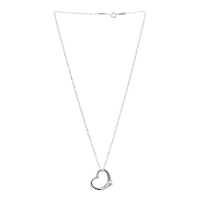 Tiffany Sterling Silver 22mm Elsa Peretti Open Heart Pendant Necklace 3 of 4