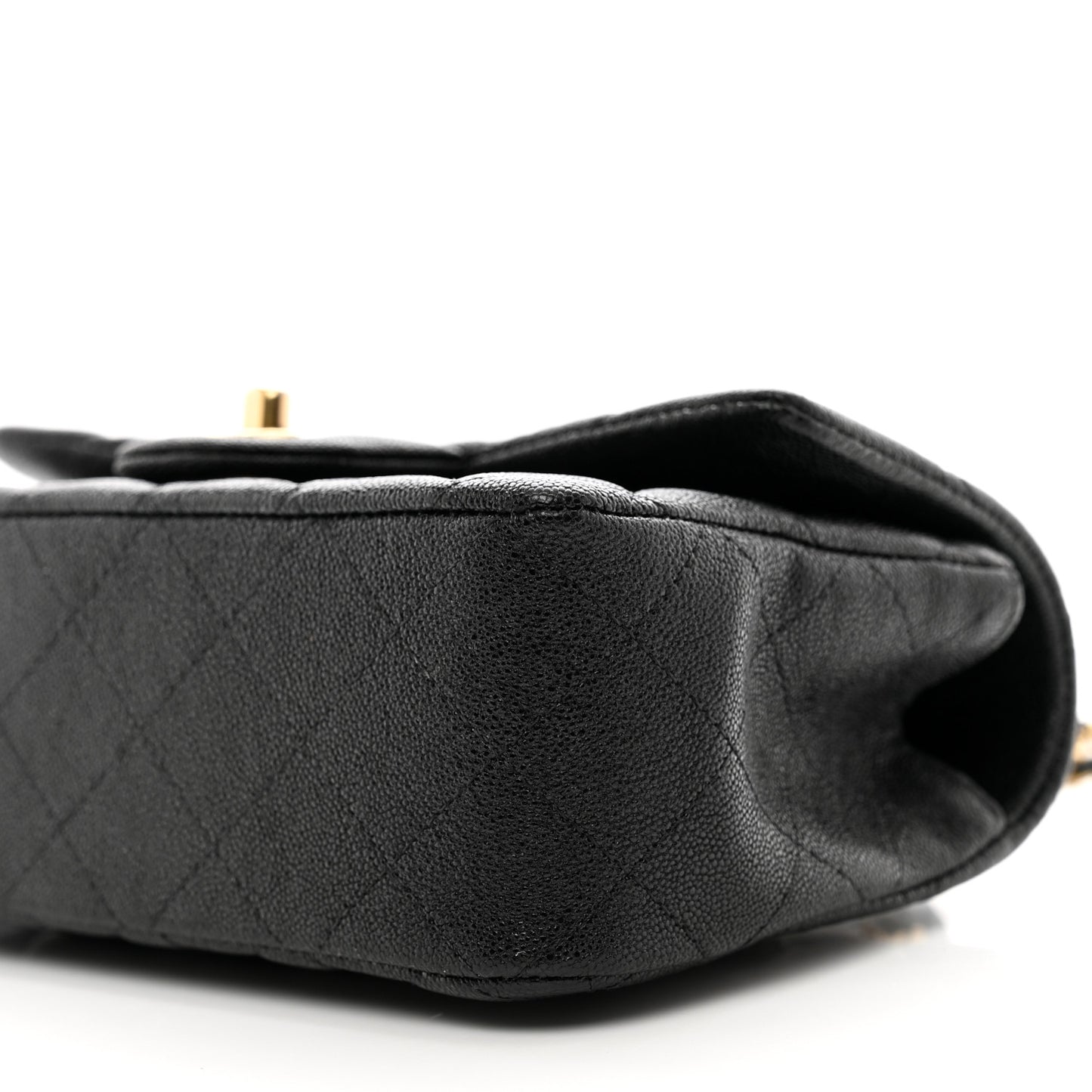 Caviar Quilted Mini Top Handle Rectangular Flap Black