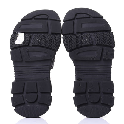 Gucci Nappa Grosgrain Logo Mens Velcro Chunky Slide Sandals 7 Black 7 of 10